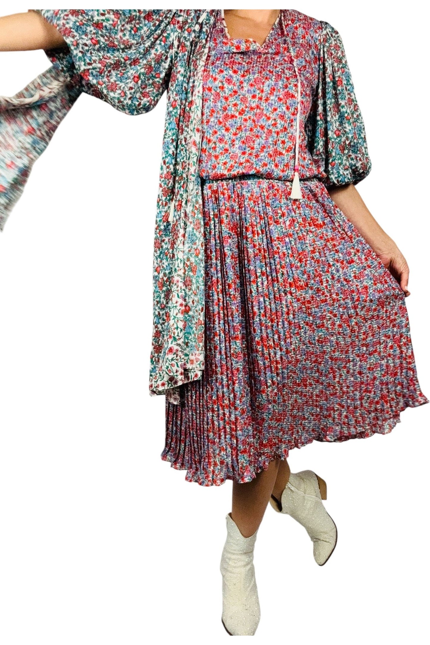 1980s Vintage Diane Freis Floral Dress L/XL