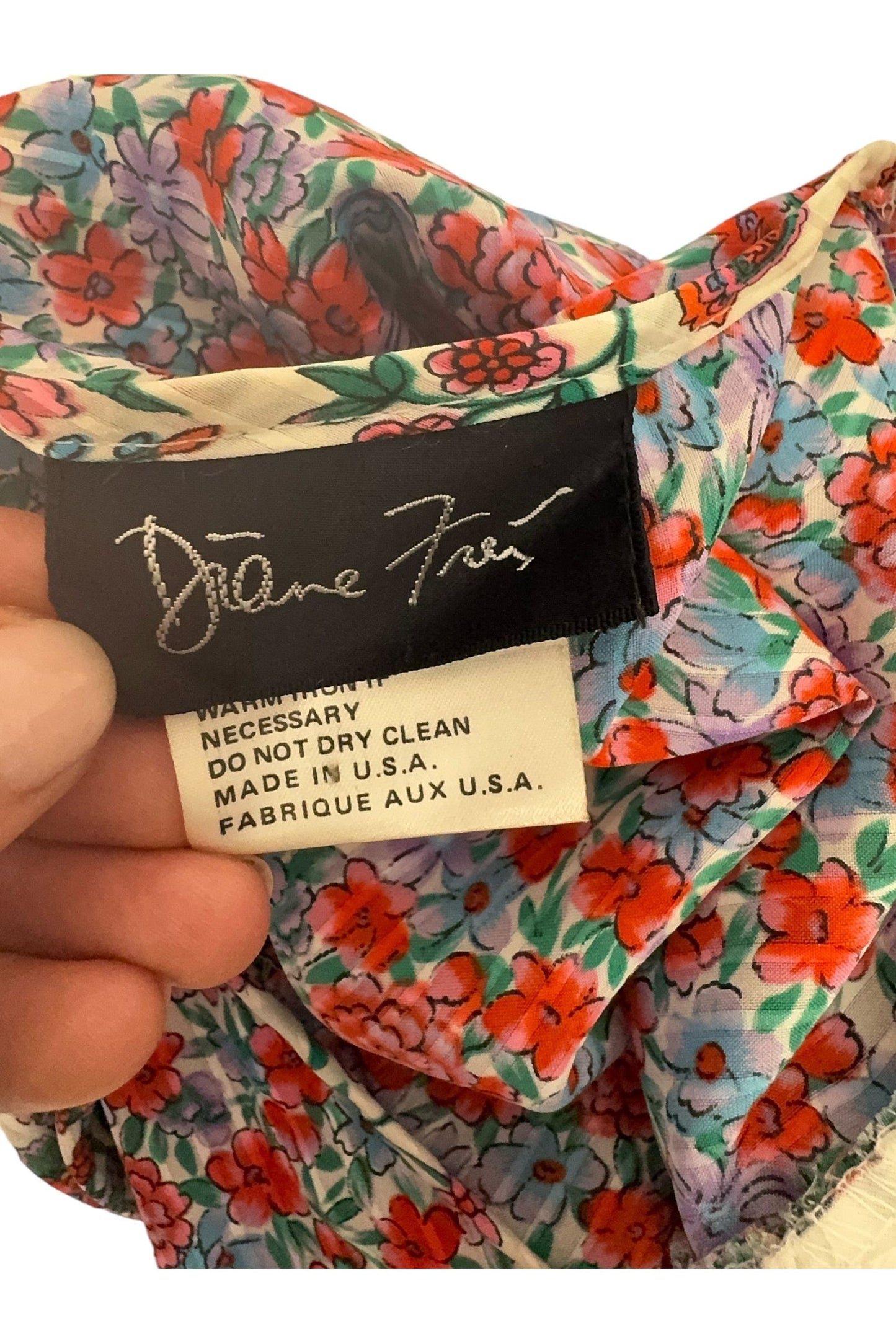 1980s Vintage Diane Freis Floral Dress L/XL