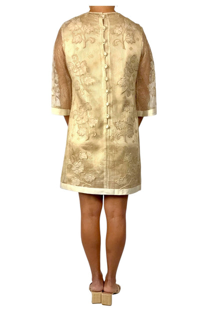 1960s Vintage Handmade Floral Embroidered Dress from Lumban, Philippines – Rare Artisan Piece S