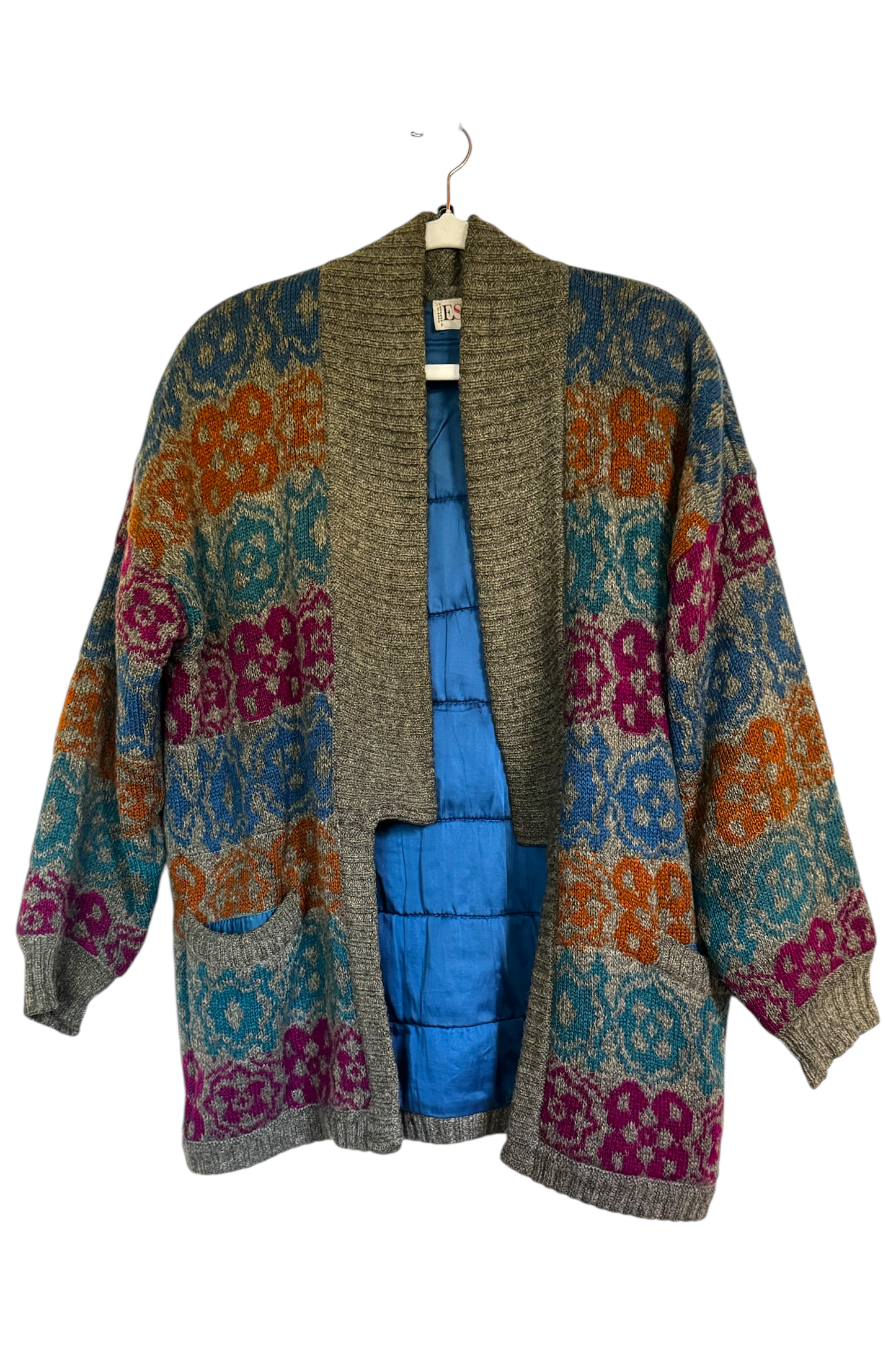 1980s Vintage Escada Bold Patterned Wool Cardigan by Margaretha Ley 