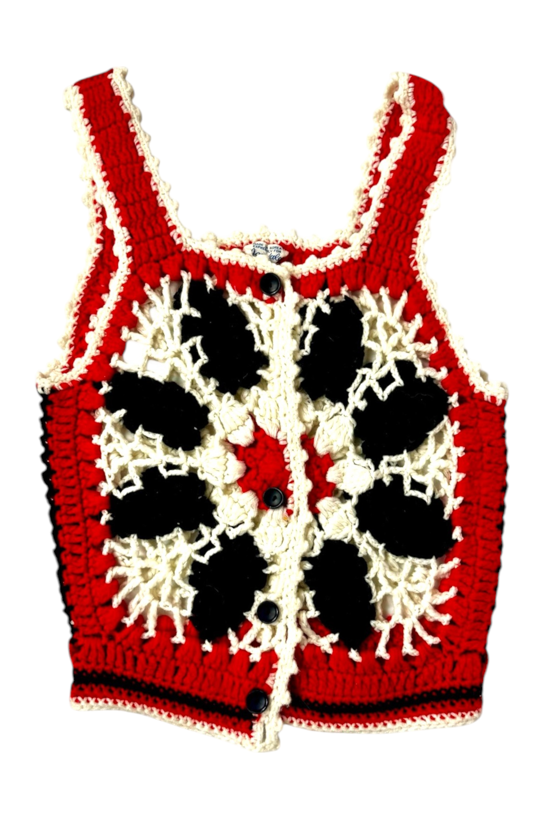 1970s Vintage Jondale Crocheted Granny Square Vest 