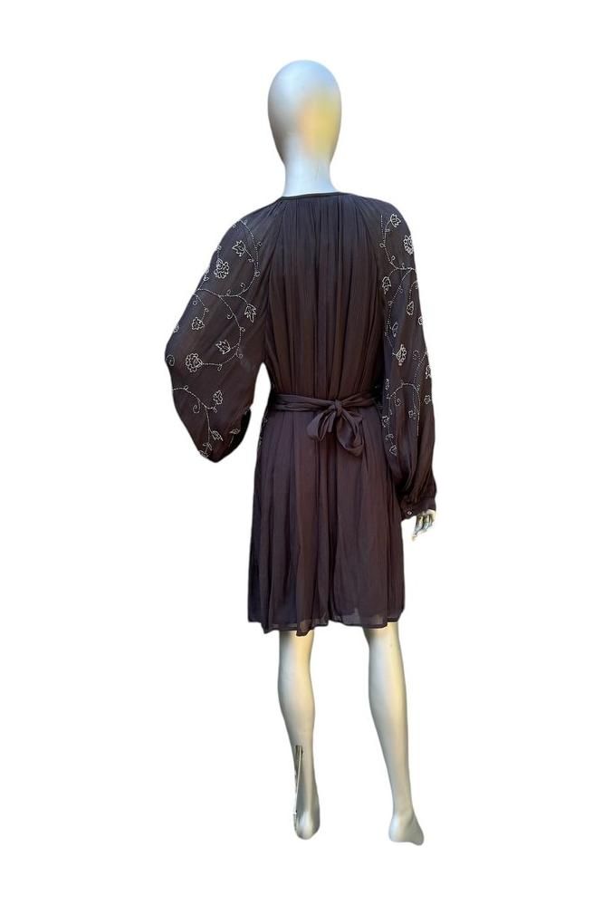 back view of Ranna Gill Bohemian Embroidered Tunic Dress from Anthropologie L